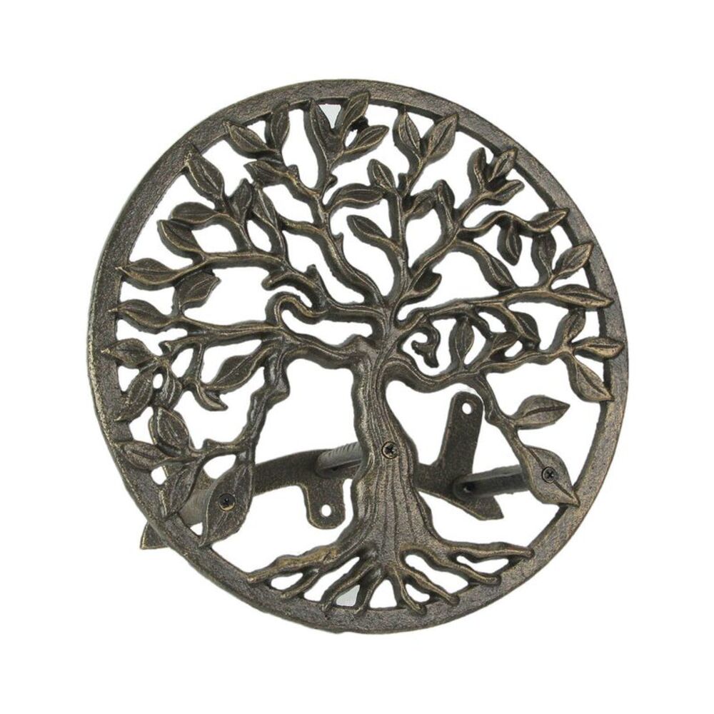 Cast Iron Tree Of Life Decorative Wall Mounted Garden Hose Holder Bronze Finish